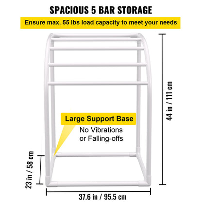 Pool Towel Rack, 5 Bar, Milky, Freestanding Outdoor PVC Curved Poolside Storage Organizer, Include 8 Towel Clips, Mesh Bag, Hook, Also Stores Floats and Paddles, for Beach, Swimming Pool, Home - Image 3