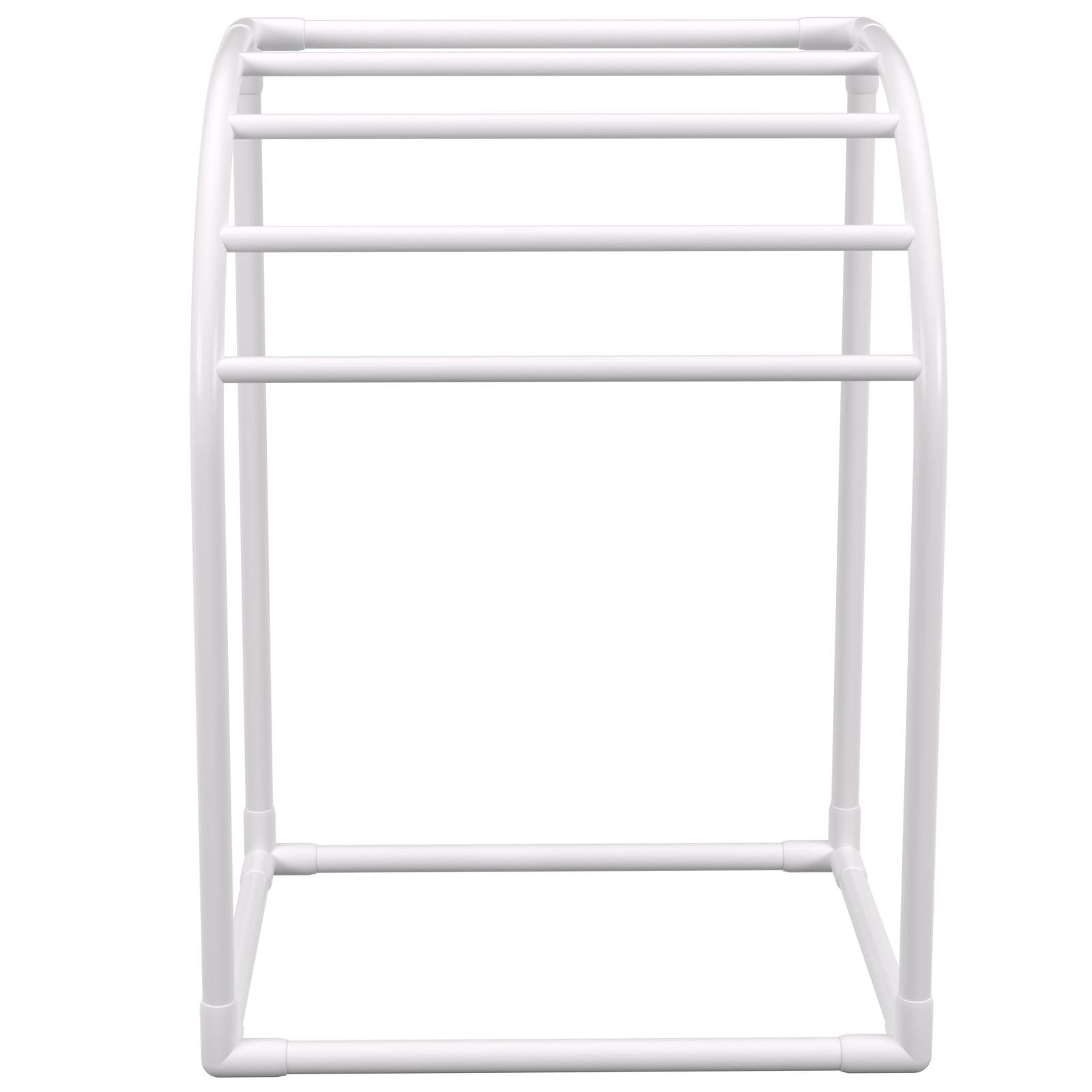 Pool Towel Rack, 5 Bar, Milky, Freestanding Outdoor PVC Curved Poolside Storage Organizer, Include 8 Towel Clips, Mesh Bag, Hook, Also Stores Floats and Paddles, for Beach, Swimming Pool, Home - Image 9