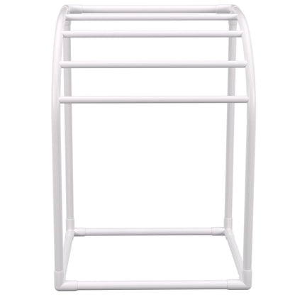 Pool Towel Rack, 5 Bar, Milky, Freestanding Outdoor PVC Curved Poolside Storage Organizer, Include 8 Towel Clips, Mesh Bag, Hook, Also Stores Floats and Paddles, for Beach, Swimming Pool, Home - Image 9
