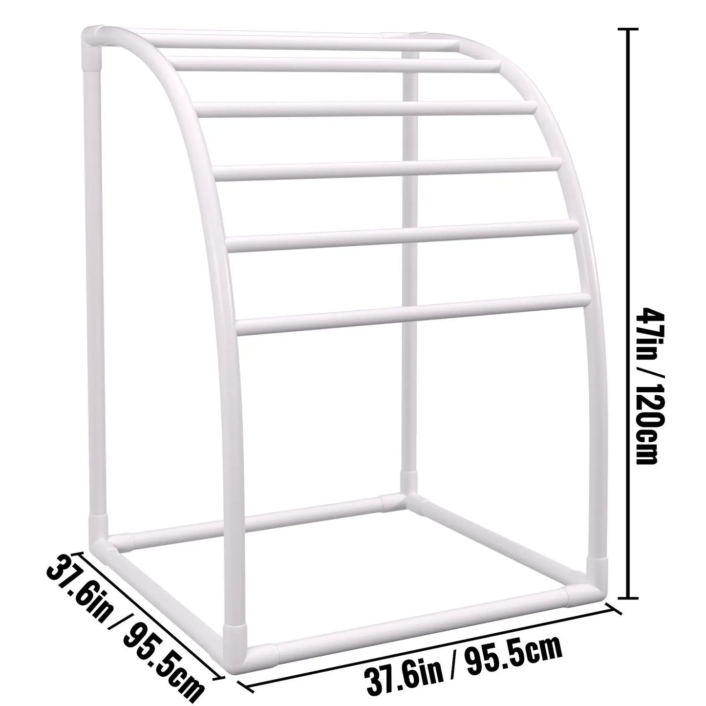 Outdoor Towel Rack Pool Towel Rack 7 Bar Curved White Freestanding Patio - Image 8