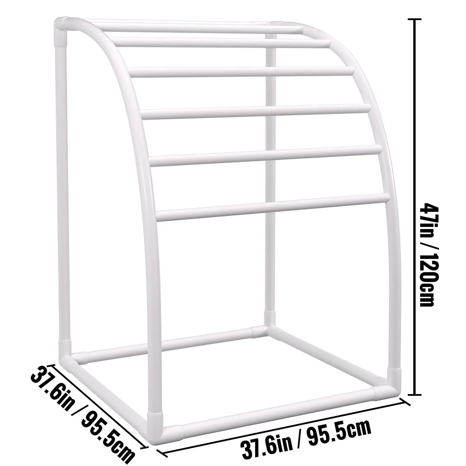 Outdoor Towel Rack Pool Towel Rack 7 Bar Curved White Freestanding Patio - Image 8