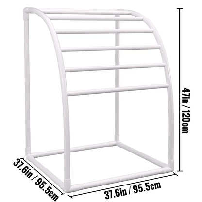 Outdoor Towel Rack Pool Towel Rack 7 Bar Curved White Freestanding Patio - Image 8