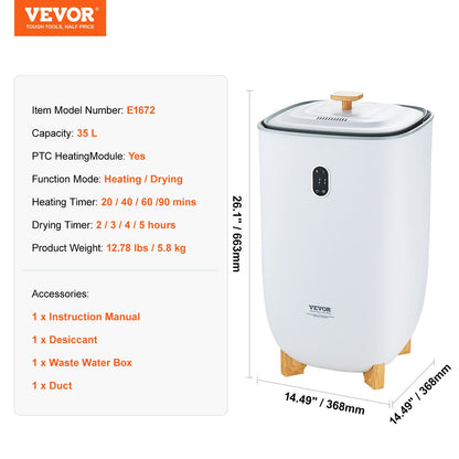 35L Large Towel Warmer Bucket with LED Screen Drying Fuction & Timer White - Image 7