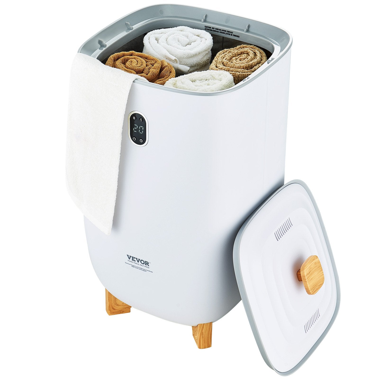 35L Large Towel Warmer Bucket with LED Screen Drying Fuction & Timer White - Image 9