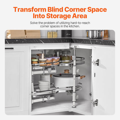 Swing Left Blind Corner Cabinet, Pull Out Organizer for 36 inch Width Blind Cabinet, 2 Tier Height Adjustable Swing Tray, Soft Close Kitchen Cloud Blind Organizer, Left Open - Image 2