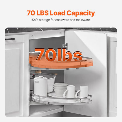 Swing Left Blind Corner Cabinet, Pull Out Organizer for 36 inch Width Blind Cabinet, 2 Tier Height Adjustable Swing Tray, Soft Close Kitchen Cloud Blind Organizer, Left Open - Image 4