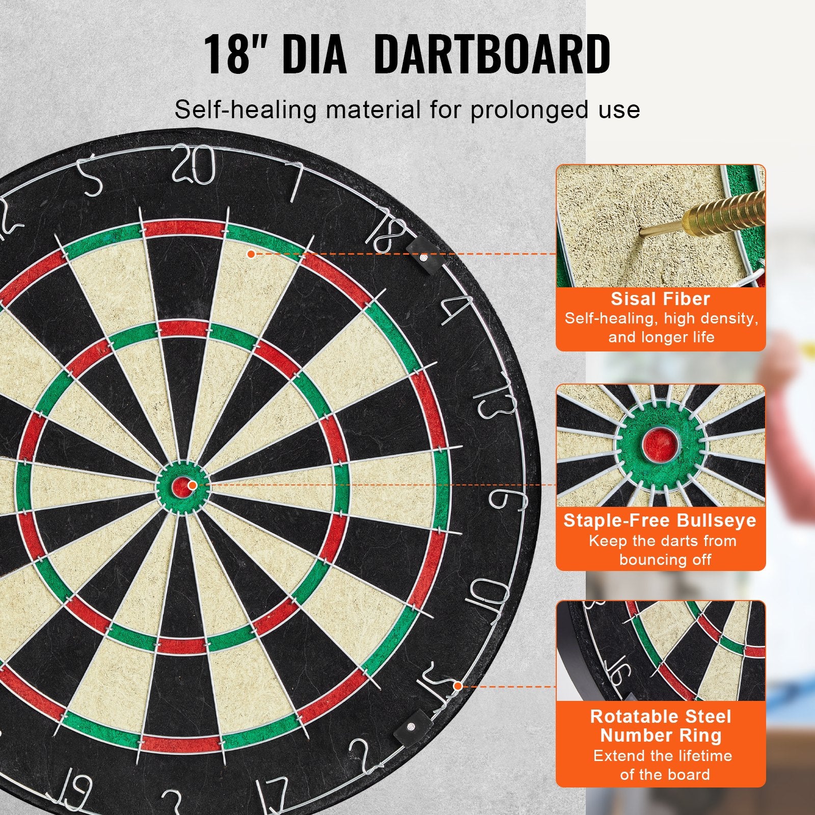 Dartboard and Cabinet Set Official Size Complete Accessory Steel Tip Dart - Image 3