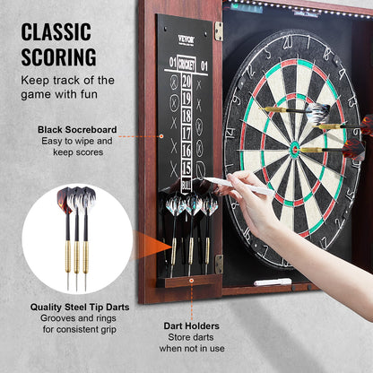 Dartboard and Cabinet Set Official Size Complete Accessory Steel Tip Dart - Image 4
