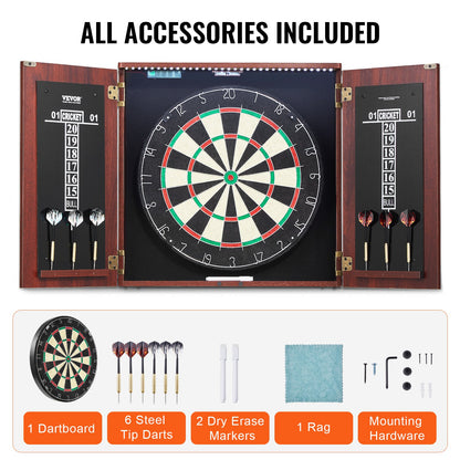 Dartboard and Cabinet Set Official Size Complete Accessory Steel Tip Dart - Image 6