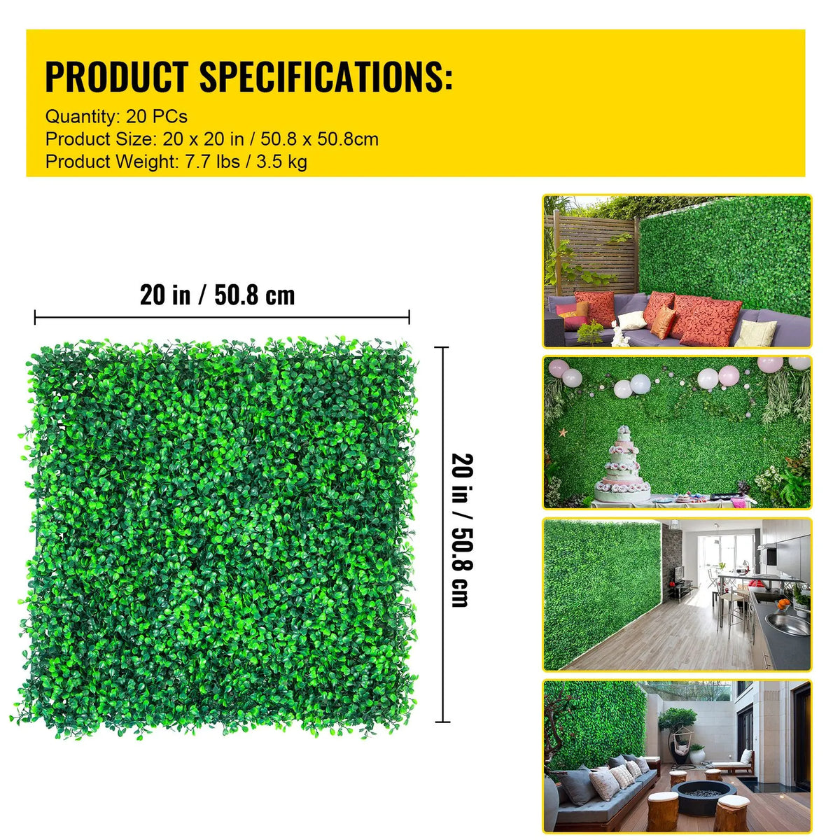 Artificial Boxwood Panels, 20 PCS 20\"x20\" Boxwood Hedge Wall Panels, PE Artificial Grass Backdrop Wall 1.6\", Privacy Hedge Screen for Decoration of Outdoor, Indoor, Garden, Fence, and Backyar - Image 7