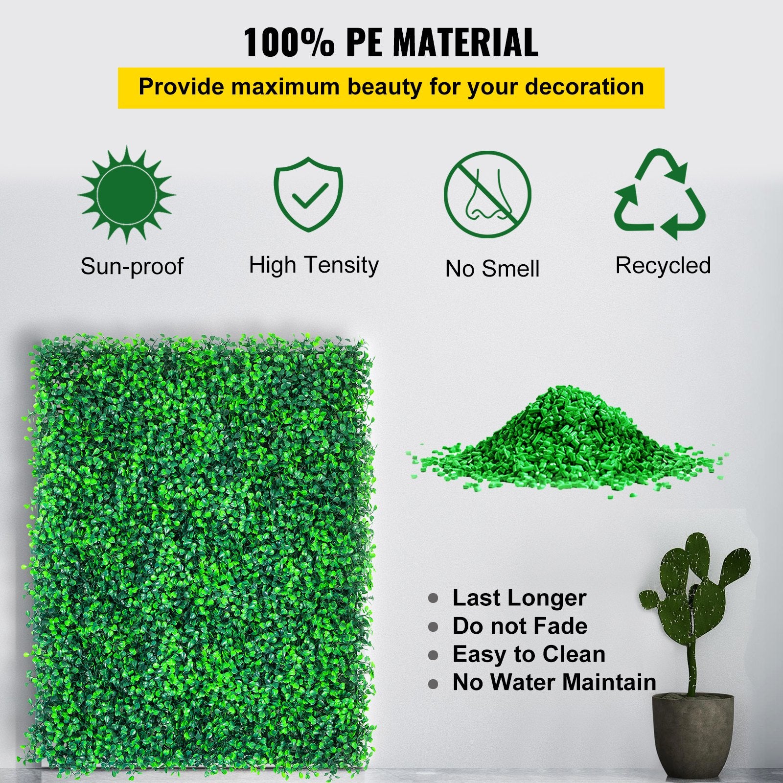 Artificial Boxwood Panels, 20 PCS 20\"x20\" Boxwood Hedge Wall Panels, PE Artificial Grass Backdrop Wall 1.6\", Privacy Hedge Screen for Decoration of Outdoor, Indoor, Garden, Fence, and Backyar - Image 3