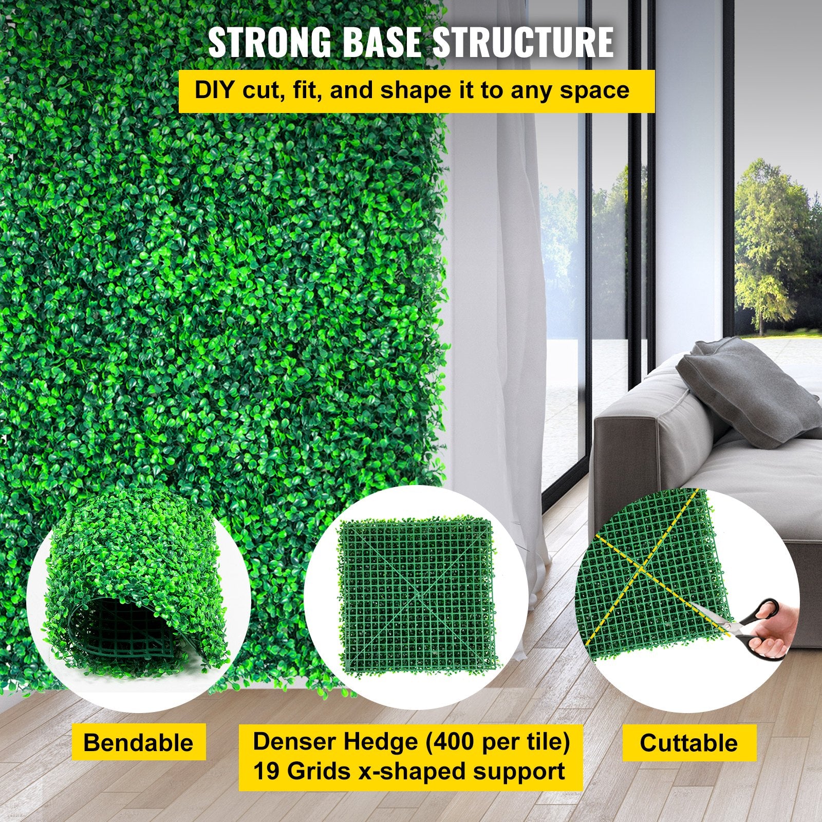 Artificial Boxwood Panels, 20 PCS 20\"x20\" Boxwood Hedge Wall Panels, PE Artificial Grass Backdrop Wall 1.6\", Privacy Hedge Screen for Decoration of Outdoor, Indoor, Garden, Fence, and Backyar - Image 5