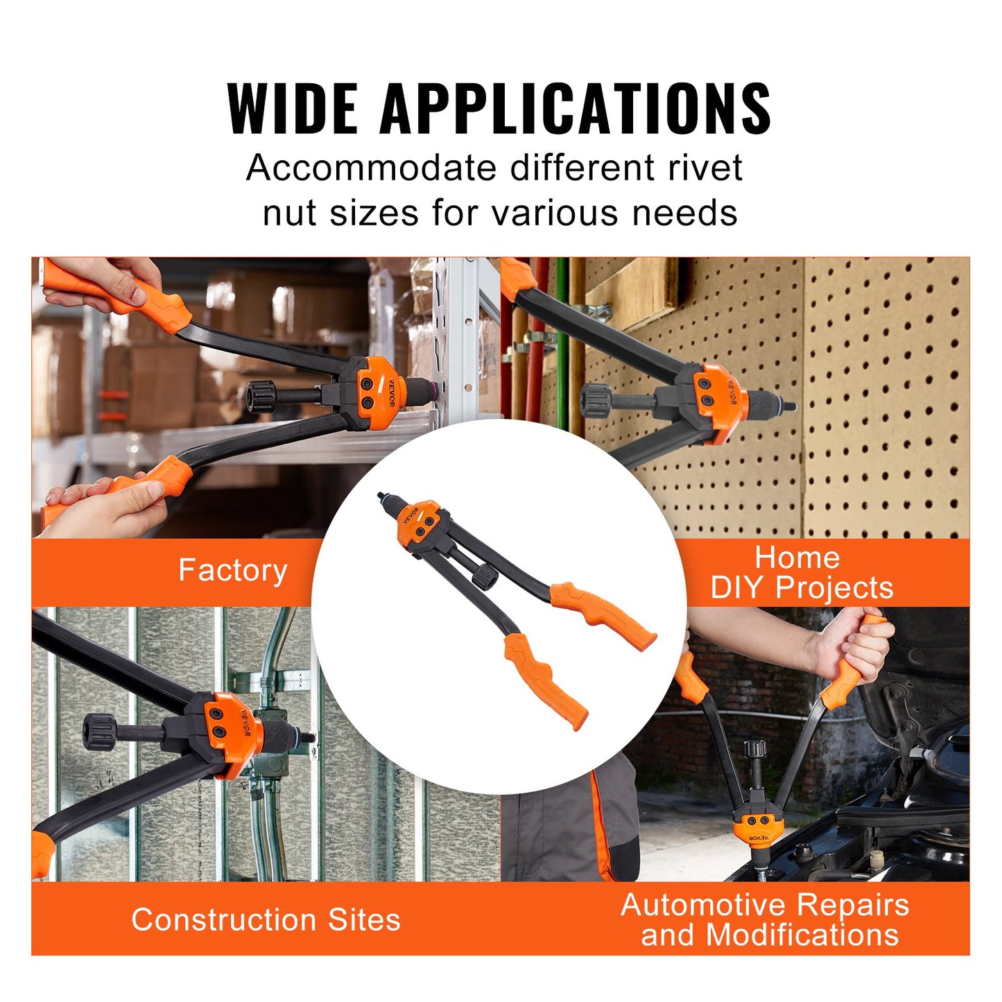 Rivet Nut Tool, 16” Rivnut Tool Kit with 13PCS Metric and SAE Mandrels, 186PCS Rivet Nuts, M3, M4, 10-24, M5, M6, 1/4-20, 8-32, 5/16-18, M8, 3/8-16, M10, M12, 1/2-13, With Carrying Case - Image 6