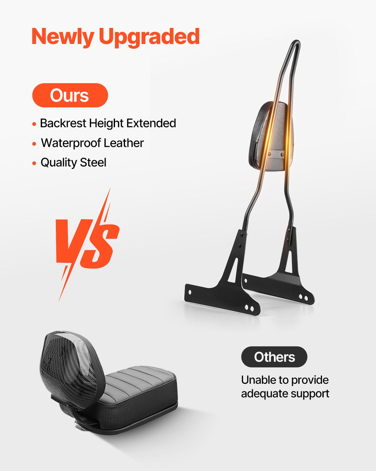 Motorcycle Backrest Sissy Bar, Compatible With Harley-Davidson Dyna Street Glide Road Glide Road King, 730mm Height Detachable Passenger Backrest, For Motorcycles, Black - Image 4