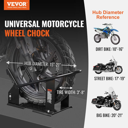 Motorcycle Wheel Chock, 816.5 kg Capacity Wheel Cradle Holder, Heavy-duty Steel Motorcycle Front Wheel Stand with 3 Adjustable Holes, For 381-533.4 mm Off-Road Motorcycles, Standard Motorcycles - Image 2