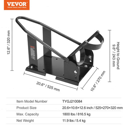 Motorcycle Wheel Chock, 816.5 kg Capacity Wheel Cradle Holder, Heavy-duty Steel Motorcycle Front Wheel Stand with 3 Adjustable Holes, For 381-533.4 mm Off-Road Motorcycles, Standard Motorcycles - Image 7