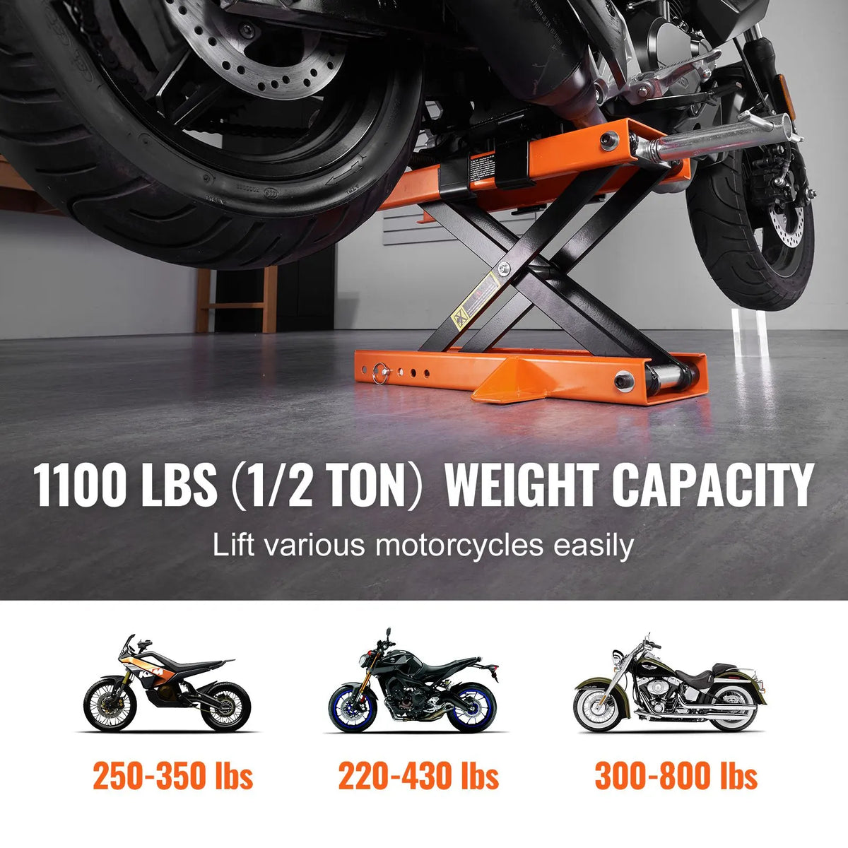 Motorcycle Lift Scissor Jack Stand 1100 Lb with Saddle ATV Lift Dirt Bike - Image 2