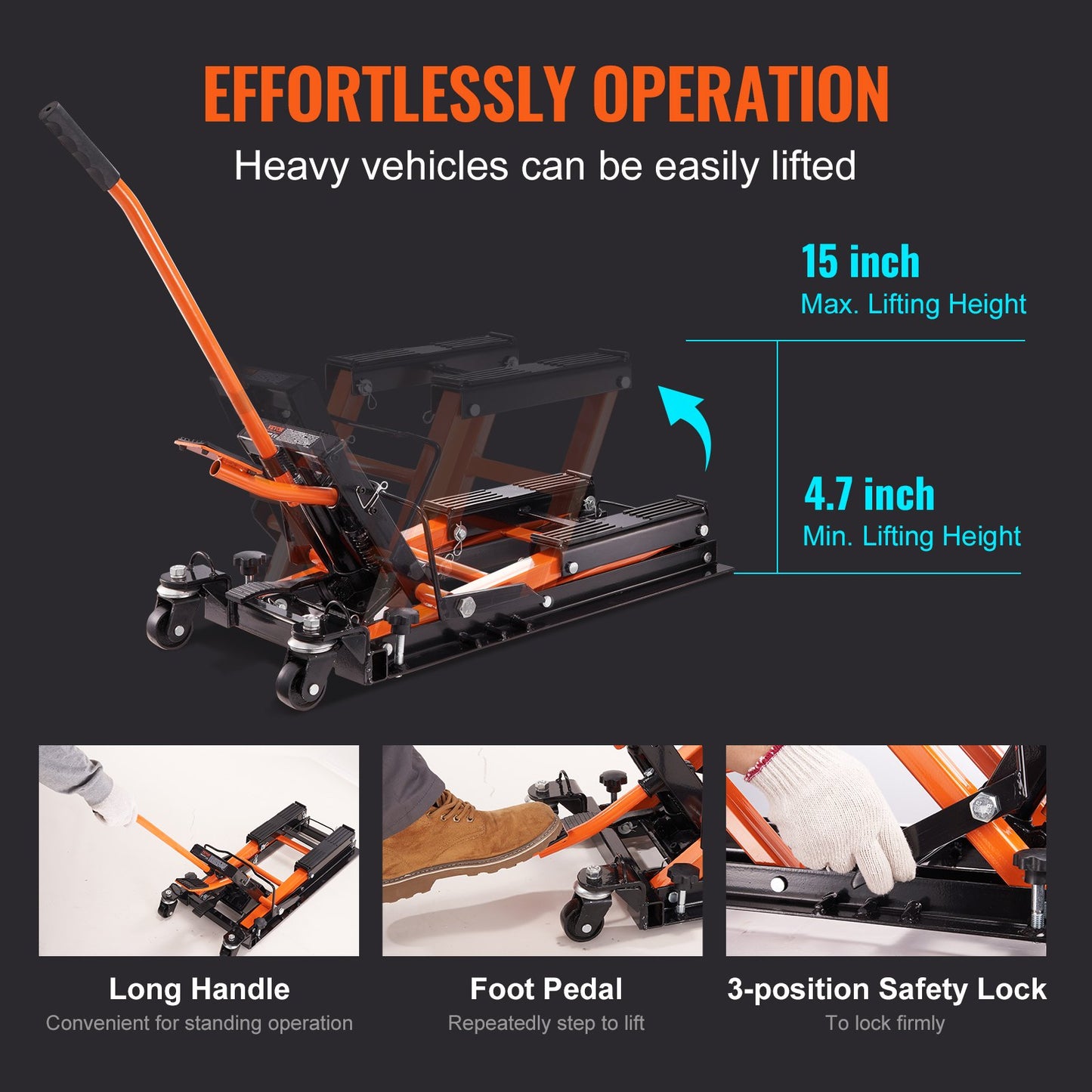 Motorcycle Hydraulic Pump Jack 1500 LBS ATV Dirt Bike Stand - Image 3