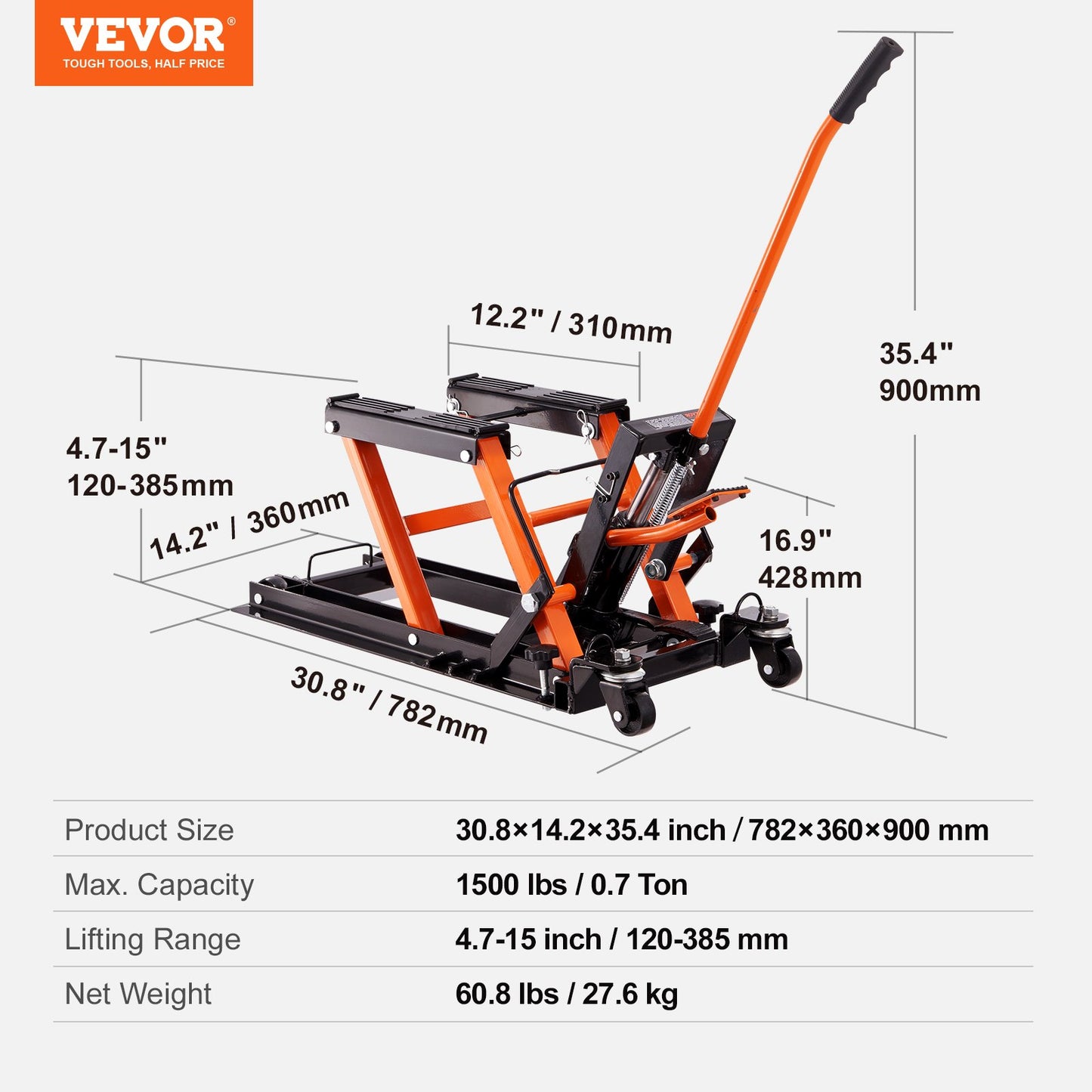 Motorcycle Hydraulic Pump Jack 1500 LBS ATV Dirt Bike Stand - Image 7
