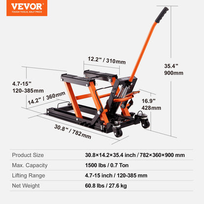 Motorcycle Hydraulic Pump Jack 1500 LBS ATV Dirt Bike Stand - Image 7