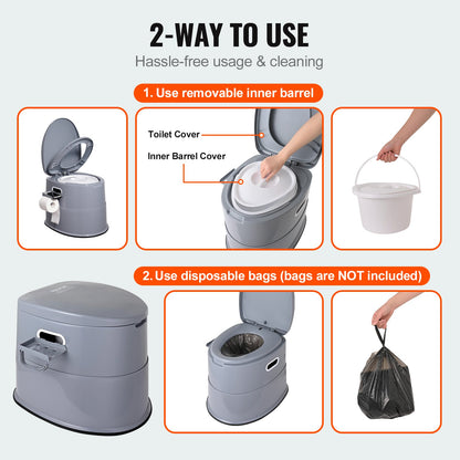 Portable Toilet for Camping, Porta Potty with 5L Detachable Inner Bucket & Removable Paper Holder, Commode with Dual Lids, Travel Toilet for Adults Kids Outdoor Camping Car Long Road Trips - Image 4