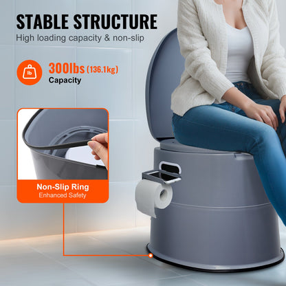 Portable Toilet for Camping, Porta Potty with 5L Detachable Inner Bucket & Removable Paper Holder, Commode with Dual Lids, Travel Toilet for Adults Kids Outdoor Camping Car Long Road Trips - Image 5
