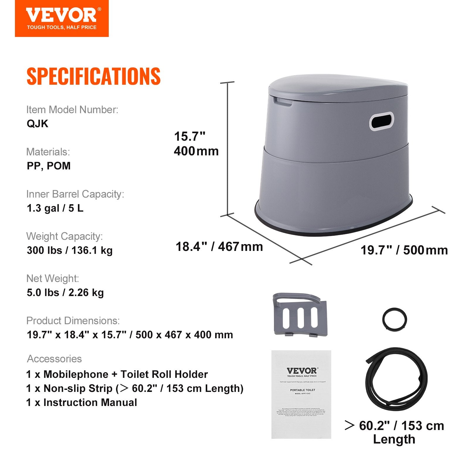 Portable Toilet for Camping, Porta Potty with 5L Detachable Inner Bucket & Removable Paper Holder, Commode with Dual Lids, Travel Toilet for Adults Kids Outdoor Camping Car Long Road Trips - Image 7