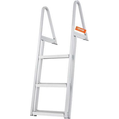 Dock Ladder, Removable 3 Steps, 159 kg Load Capacity, Aluminum Alloy Pontoon Boat Ladder with 101.6 mm Wide Step & Nonslip Rubber Mat, Easy to Install for Ship/Lake/Pool/Marine Boarding