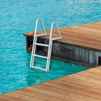 Dock Ladder, Removable 3 Steps, 159 kg Load Capacity, Aluminum Alloy Pontoon Boat Ladder with 101.6 mm Wide Step & Nonslip Rubber Mat, Easy to Install for Ship/Lake/Pool/Marine Boarding - Image 8