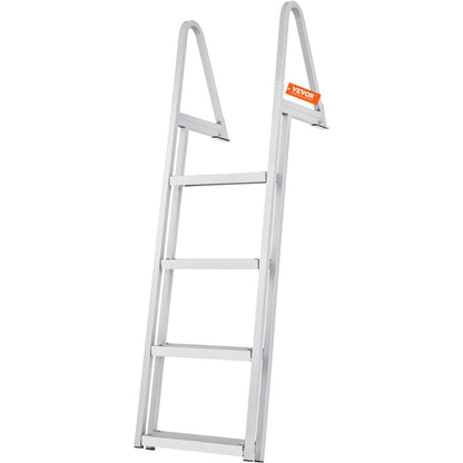 Dock Ladder, Removable 4 Steps, 350 lbs Load Capacity, Aluminum Alloy Pontoon Boat Ladder with 4'' Wide Step & Nonslip Mat, Easy to Install for Ship/Lake/Pool/Marine Boarding