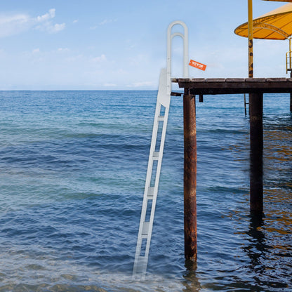 Dock Ladder Flip Up 5 Steps, 350lbs Load Capacity, Aluminum Pontoon Boat Ladder with 4" Wide Step & Nonslip Rubber Mat,Swimm Step Ladder for Ship/Lake/Pool/Marine Boarding - Image 8