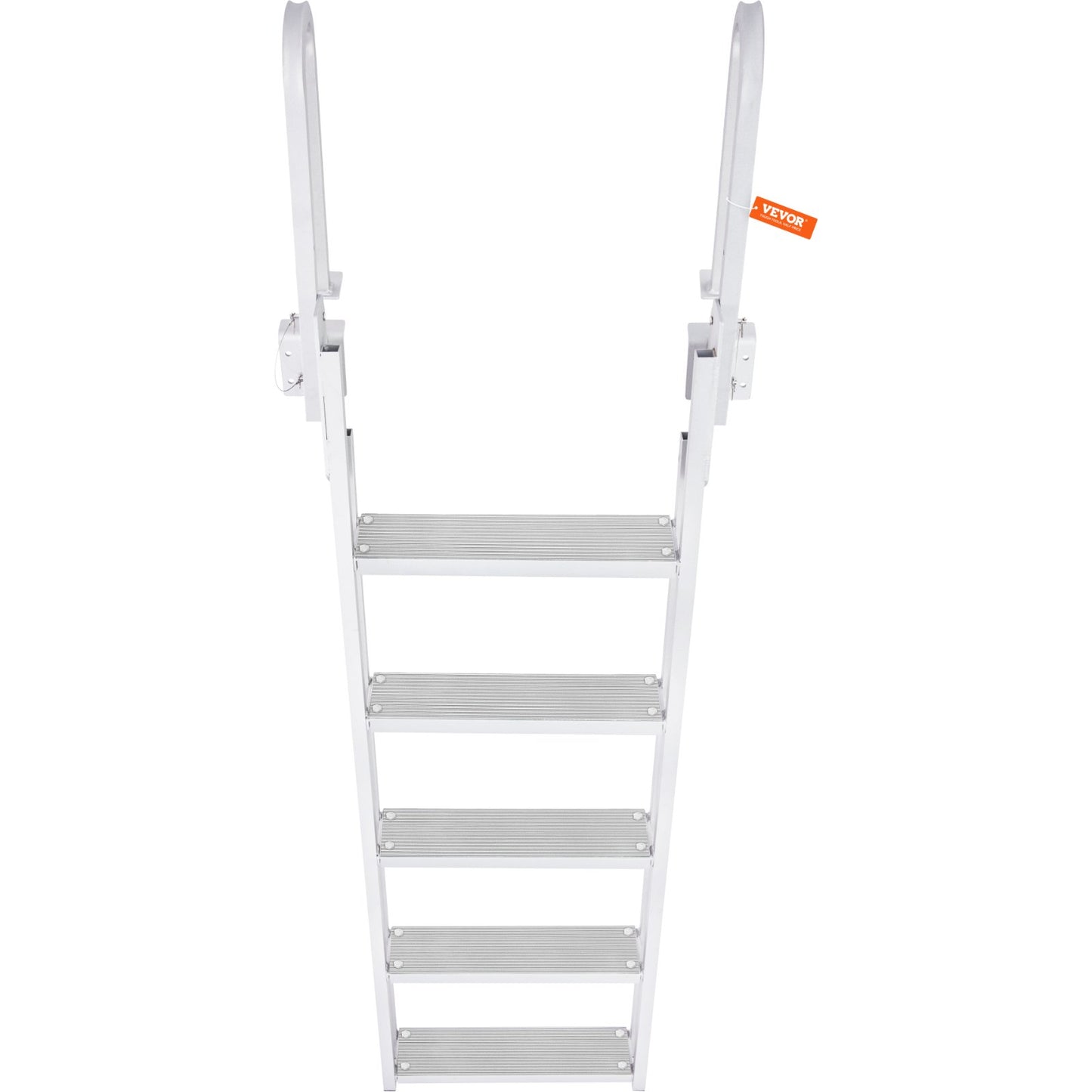 Dock Ladder Flip Up 5 Steps, 350lbs Load Capacity, Aluminum Pontoon Boat Ladder with 4" Wide Step & Nonslip Rubber Mat,Swimm Step Ladder for Ship/Lake/Pool/Marine Boarding - Image 9
