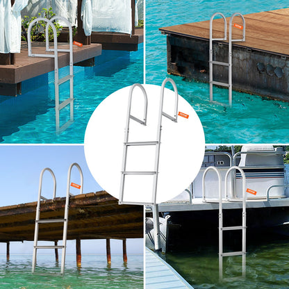 Dock Ladder, Removable 3 Steps, 227 kg Load Capacity, Aluminum Alloy Pontoon Boat Ladder with 7.9 cm Wide Step & Nonslip Rubber Mat, Easy to Install for Ship/Lake/Pool/Marine Boarding - Image 6