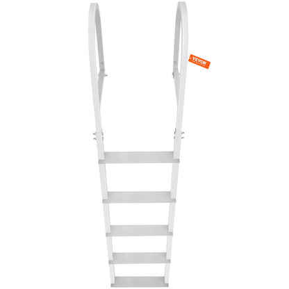 Dock Ladder, Removable 5 Steps, 227 kgs Load Capacity, Aluminum Alloy Pontoon Boat Ladder with 3.1'' Wide Step & Nonslip Rubber Mat, Easy to Install for Ship/Lake/Pool/Marine Boarding