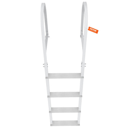 Dock Ladder, Removable 4 Steps, 500 lbs Load Capacity, Aluminum Alloy Pontoon Boat Ladder with 3.1'' Wide Step & Nonslip Rubber Mat, Easy to Install for Ship/Lake/Pool/Marine Boarding
