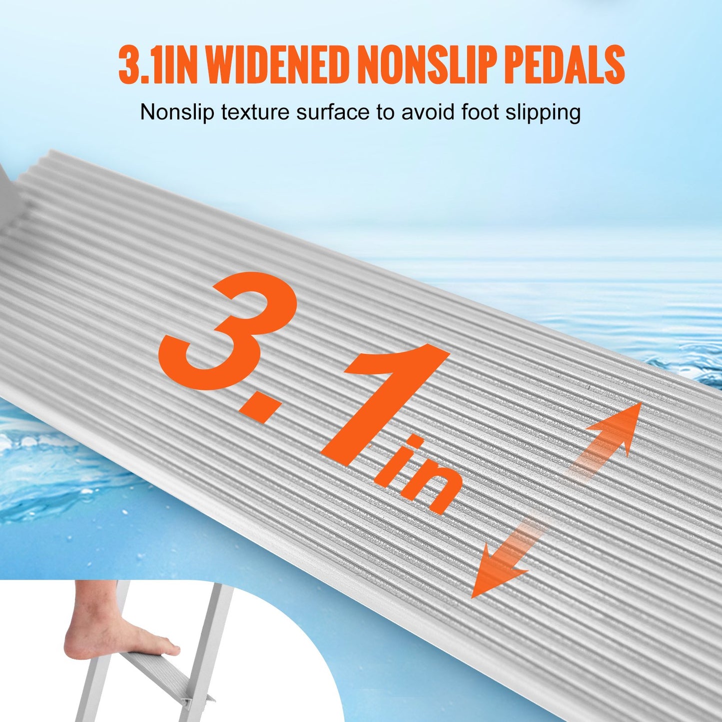 Dock Ladder, Removable 4 Steps, 500 lbs Load Capacity, Aluminum Alloy Pontoon Boat Ladder with 3.1'' Wide Step & Nonslip Rubber Mat, Easy to Install for Ship/Lake/Pool/Marine Boarding - Image 4