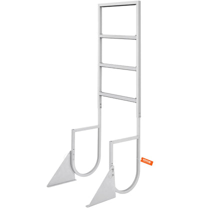 Dock Ladder, Flip-Up 4 Steps, 159 kg Load Capacity, Aluminum Alloy Pontoon Boat Ladder with 50.8 mm Wide Step & Nonslip Rubber Mat, Easy to Install for Ship/Lake/Pool/Marine Boarding