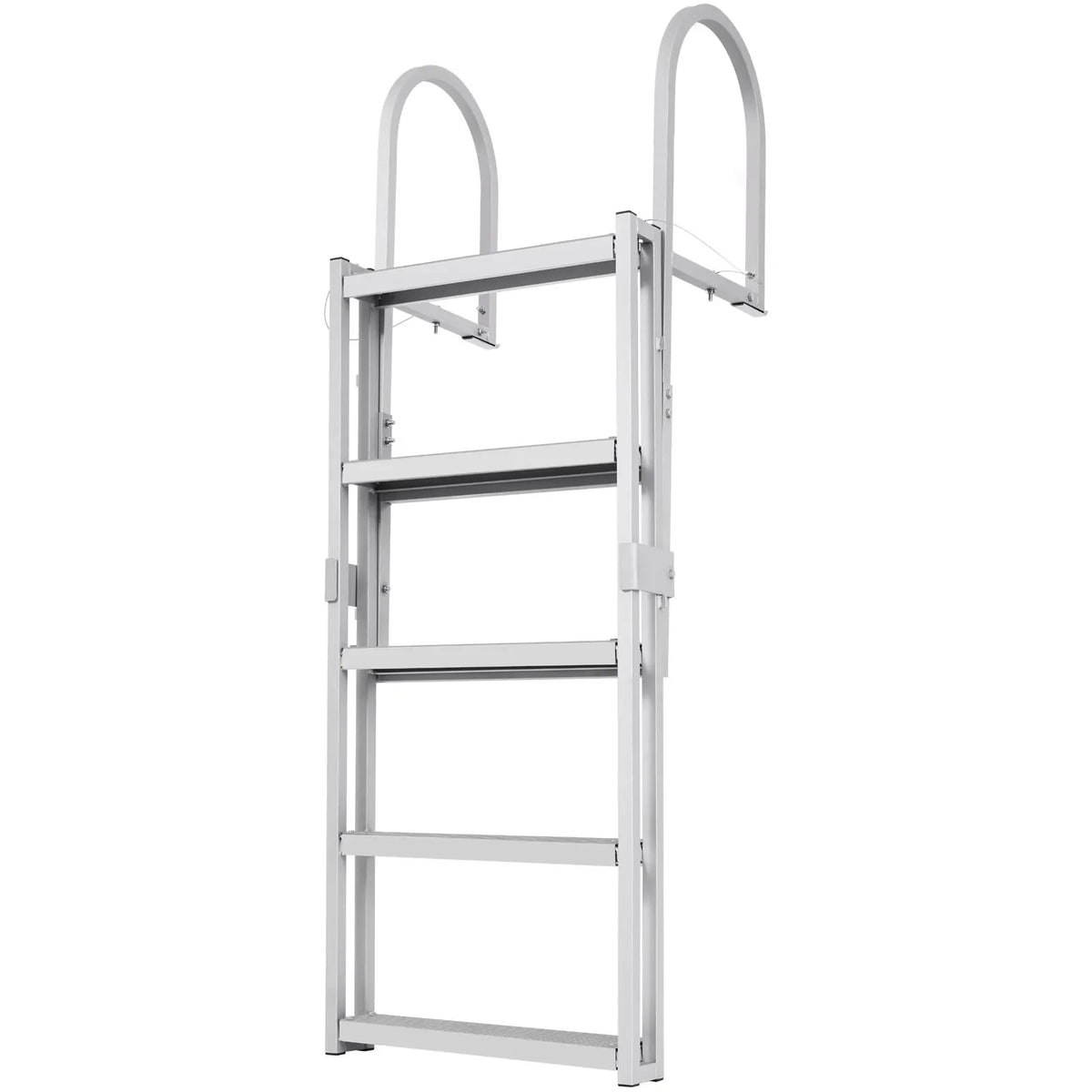 Dock Ladder, Retractable 5 Steps, 350 lbs Load Capacity, Aluminum Alloy Pontoon Boat Ladder with 66.9''-78.9'' Adjustable Height, 4'' Wide Step & Mat, for Ship/Lake/Pool/Marine Boarding