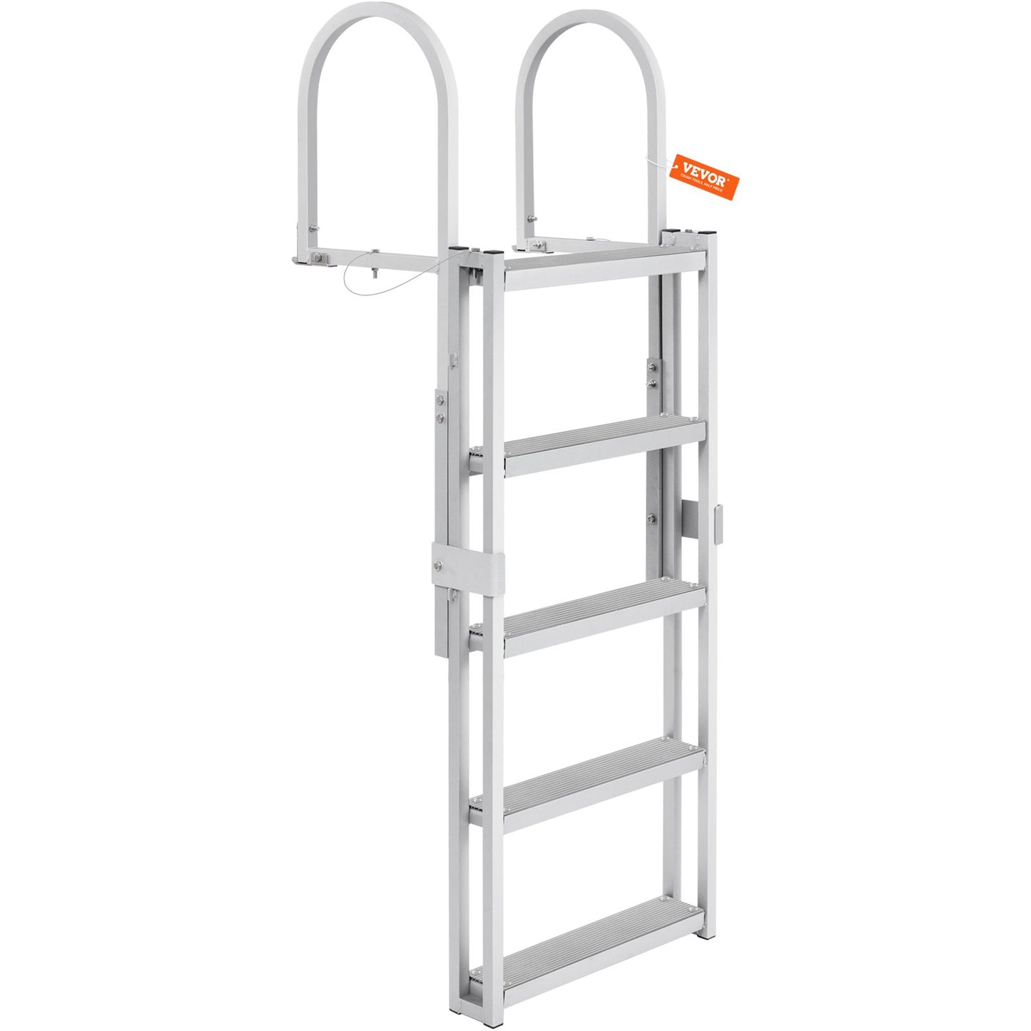Dock Ladder, Retractable 5 Steps, 350 lbs Load Capacity, Aluminum Alloy Pontoon Boat Ladder with 66.9''-78.9'' Adjustable Height, 4'' Wide Step & Mat, for Ship/Lake/Pool/Marine Boarding - Image 9