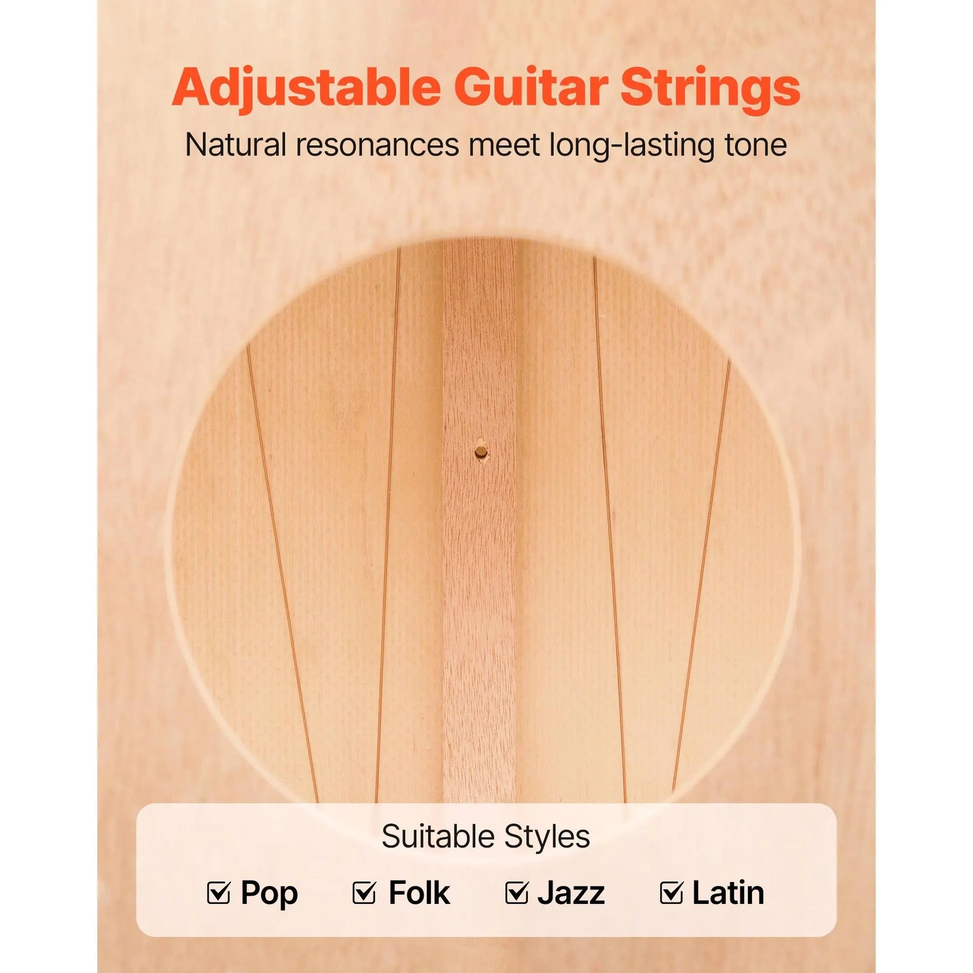 Cajon Box Drum, with Internal Guitar Strings, Lightweight Wooden Percussion Box, Portable Birch Wood Drum Musical Instrument with Silicone Feet, for Beginner & Professional, 305 x 305 x 430 mm - Image 3