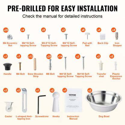 Pet Feeding Station w/ 2 Elevated Dog Bowls Dog Food & Toy Storage Cabinet - Image 4