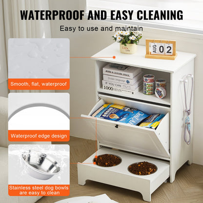 Pet Feeding Station w/ 2 Elevated Dog Bowls Dog Food & Toy Storage Cabinet - Image 5