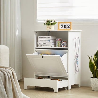 Pet Feeding Station w/ 2 Elevated Dog Bowls Dog Food & Toy Storage Cabinet - Image 8