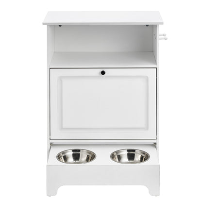 Pet Feeding Station w/ 2 Elevated Dog Bowls Dog Food & Toy Storage Cabinet - Image 9