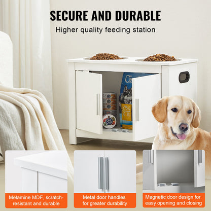 Pet Feeding Station w/ 2 Elevated Dog Bowls Dog Food & Toy Storage Cabinet - Image 6