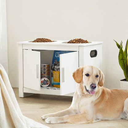Pet Feeding Station w/ 2 Elevated Dog Bowls Dog Food & Toy Storage Cabinet - Image 8