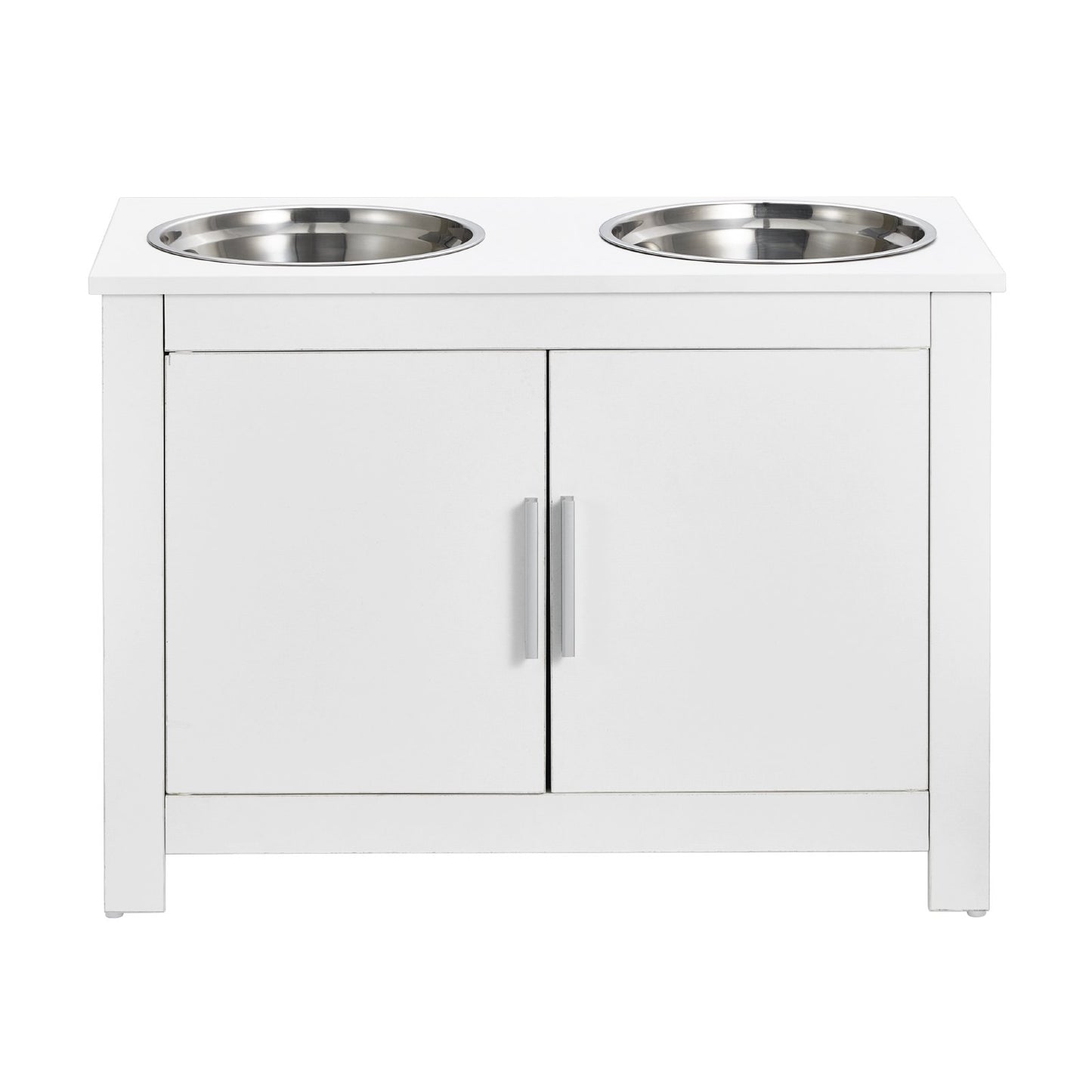Pet Feeding Station w/ 2 Elevated Dog Bowls Dog Food & Toy Storage Cabinet - Image 9