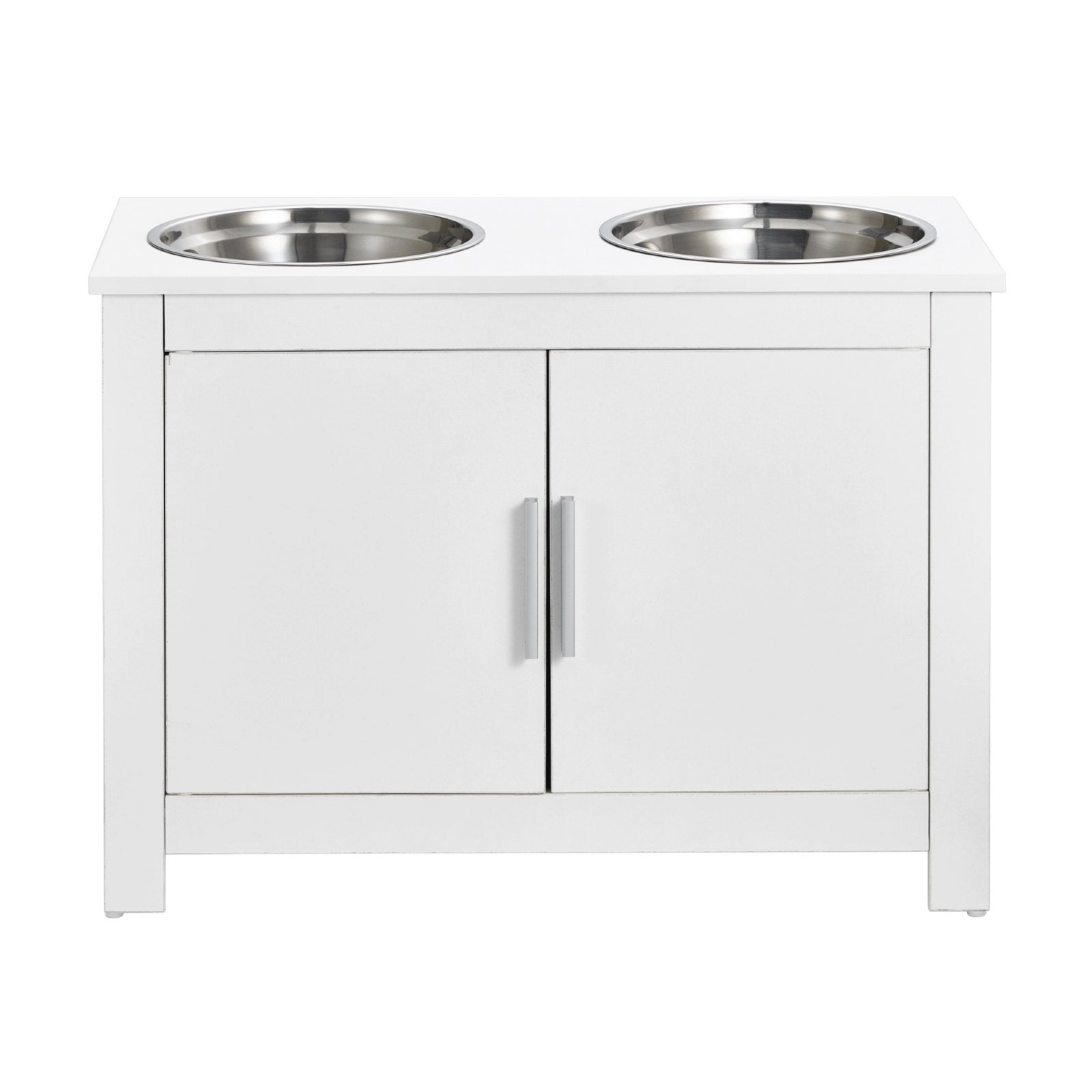 Pet Feeding Station w/ 2 Elevated Dog Bowls Dog Food & Toy Storage Cabinet - Image 9