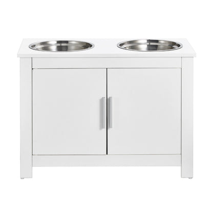 Pet Feeding Station w/ 2 Elevated Dog Bowls Dog Food & Toy Storage Cabinet - Image 9