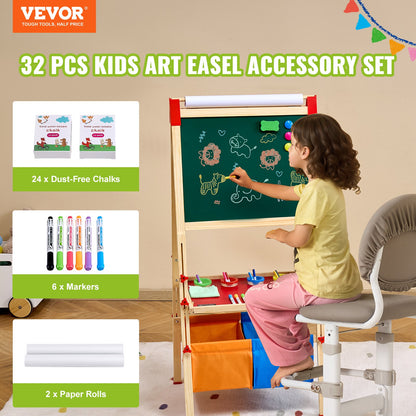 Easel Accessory Set Chalk & Markers & Paper Rolls 32PCS for Standing Easel - Image 2